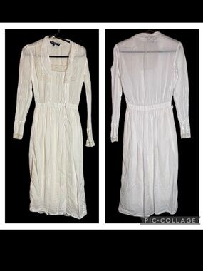 Vintage 1970’s Ralph Lauren White Linen Dress xs Prairie Boho Romantic Wedding